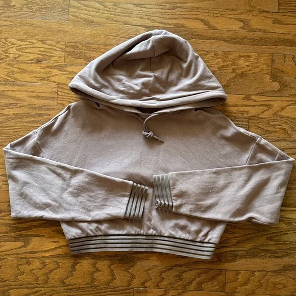 ALO YOGA Set.Adorable!Crop sweatshirt,cute back detail.Sweatpantsw/ruching,mauve - Picture 2 of 8